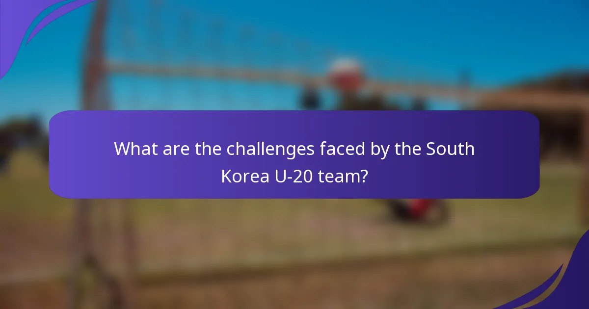What are the challenges faced by the South Korea U-20 team?
