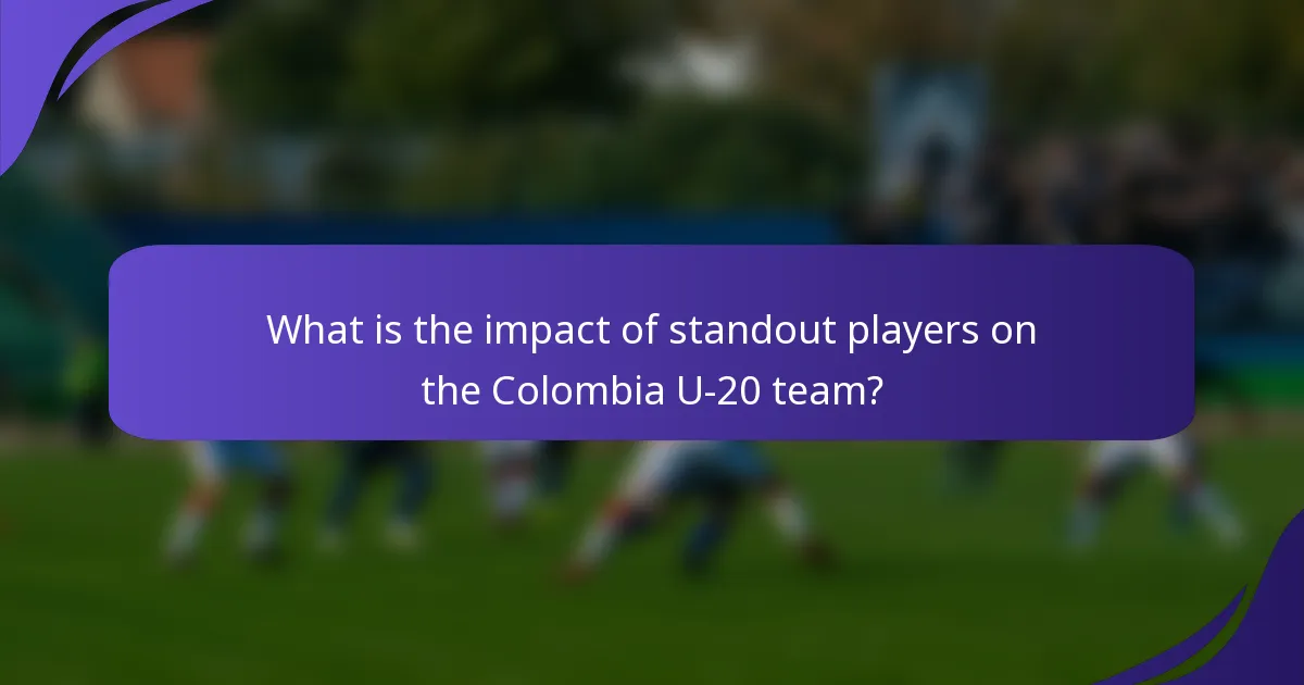 What is the impact of standout players on the Colombia U-20 team?