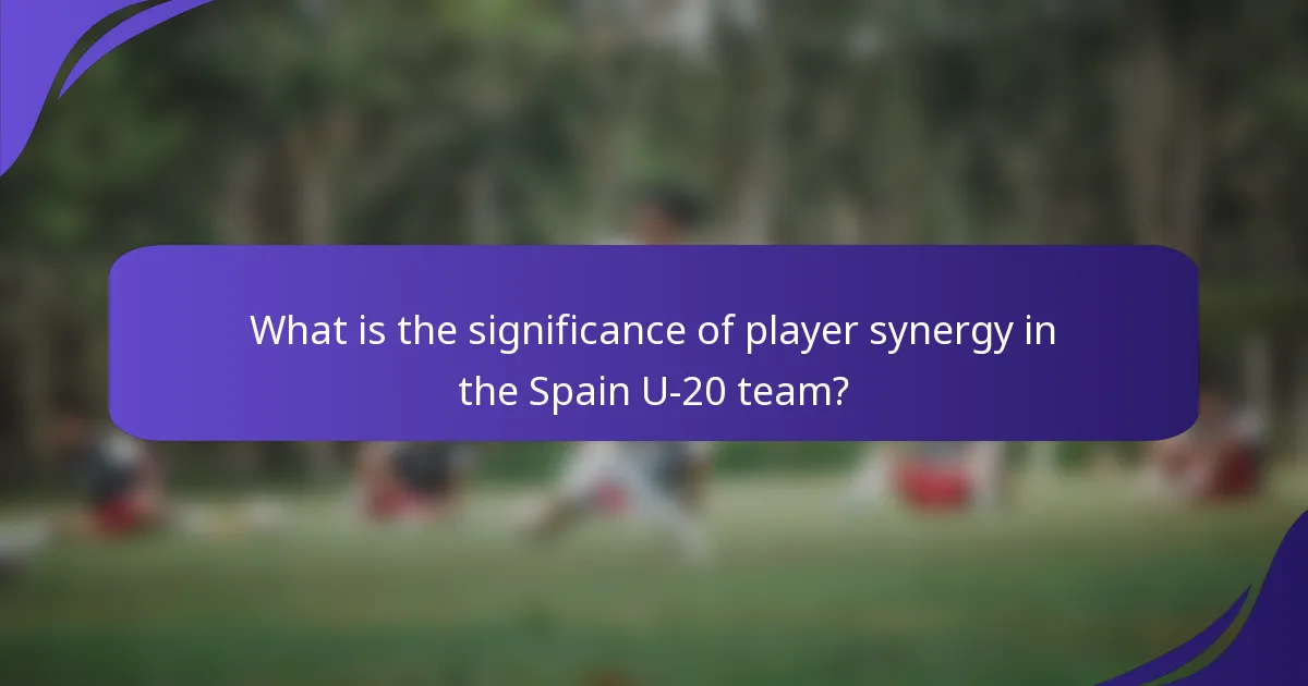 What is the significance of player synergy in the Spain U-20 team?