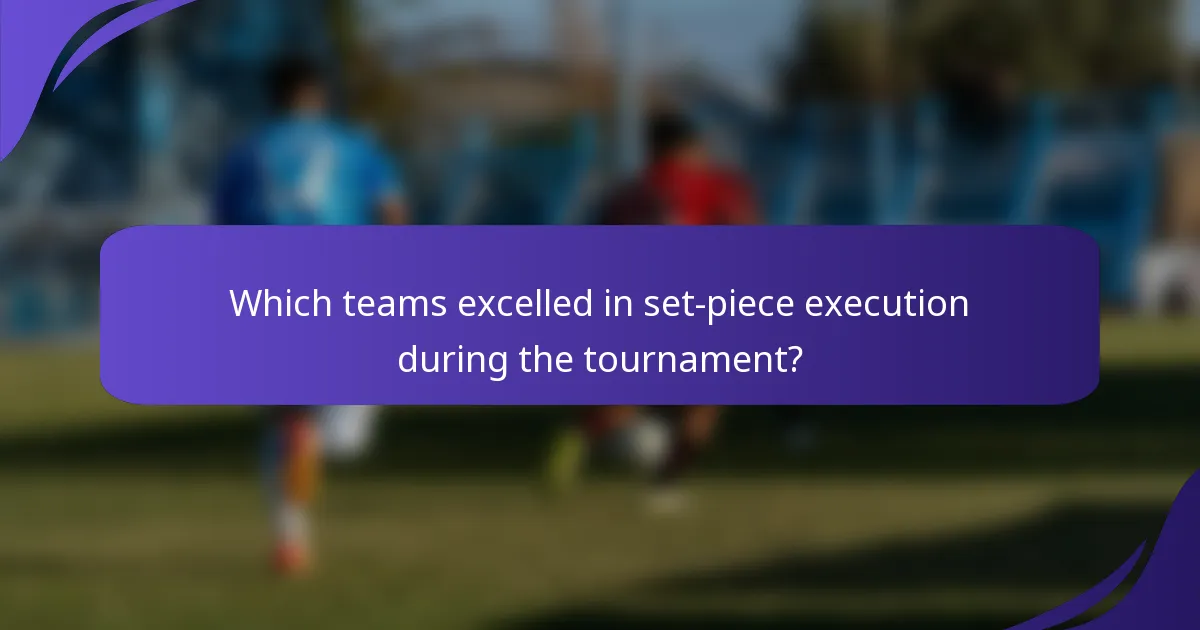 Which teams excelled in set-piece execution during the tournament?
